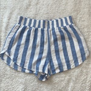 Never worn blue and white striped shorts
